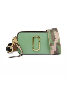 New Marc Jacobs Mint Green Leather Snapshot with Patterned Strap